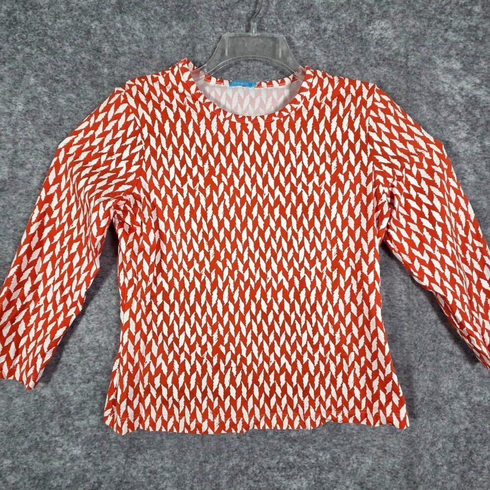 J. McLaughlin Catalina Cloth Knit Top 3/4 Sleeve Pullover Orange Women's Size M - Picture 2 of 8